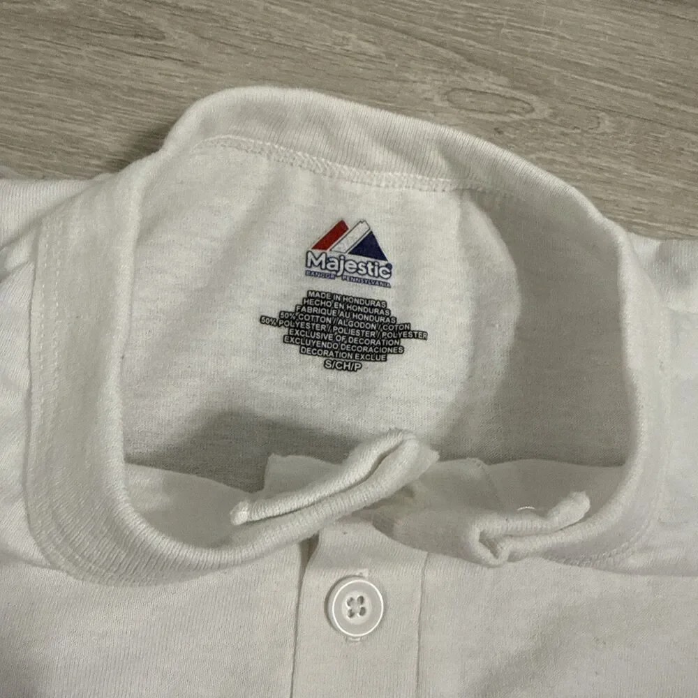 Los Angeles Dodgers Shirt Majestic Men’s Small White Henley MLB Baseball